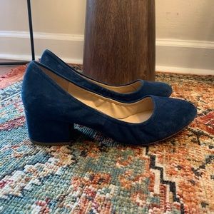 Franco Sarto blue velvet block heels